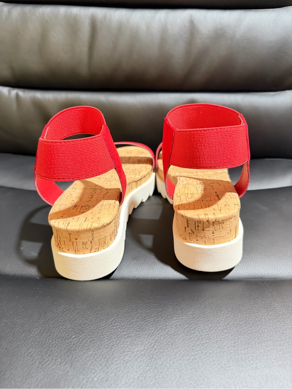 Sun + Stone Red Cork Platform Sandal with Elastic Strap - Picture 5 of 7